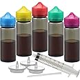 HUIZHU 5pcs empty 100ml/120ml PET ejuice bottle Unicorn dropper bottle Vape bottle DIY Eliquid bottle (Black transparent + Color cap, 120ML X 5PCS)