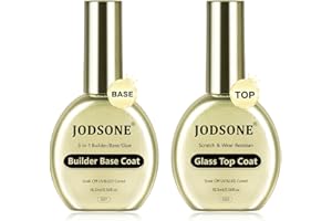 JODSONE Gel Top and Base Coat Set – 2 pezzi 16,5 ml Upgrade No Wipe Soak Off Gel Set di smalti 3 in 1 Builder Base Coat & Glass Top Coat per unghie di lunga durata, indurimento U V/LED