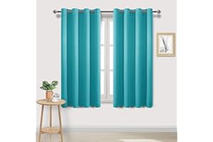 DWCN Blackout Curtains for Living Room and Bedroom - Thermal Eyelet Panels for Nursery - 52 x 63 Inch, 2 Panels, Turquoise