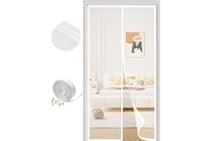 SAILIMAY Fly Screen Door, 85 x 210 cm, Magnetic Insect Protection Balcony Door, No Drilling, Strong Magnets, Easy Adhesive Mounting and Durable Net (White)
