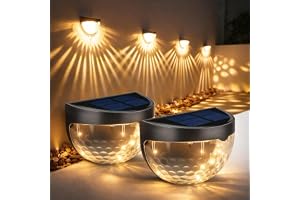 Gesto Solar Wall Lights Outdoor Waterproof IP65,Warm White Fence Light with Decorative Ray Lighting Effect, Auto ON/Off Dusk to Dawn, Garden Wall Lamp for Patio, Pathway, Deck,Balconies - Pack of 2
