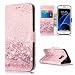 Produktbild Lonchee Schutzhülle / Cover / Handyhülle / Ledertasche / Brieftasche Etui für Samsung Galaxy S7 edge Marmormuster Gemalte Muster Design Folio PU Leder Tasche Case Hülle im BookStyle mit PU Leder Hülle Wallet Case – Rosengold