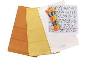 hobbymio.it 3 Pezzi di Strofinacci da Cucina da Ricamare a Punto Croce con 3 Matassine di filo e Schema Ricamo, Set di 3 Canovacci con Tela Aida + 3 Matassine di filo + 1 Schema Alfabeto (MIX 1)
