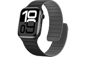Sixmoat Magnetic Silicone Straps Compatible with Apple Watch 42mm(Series 10) 41mm 40mm 38mm, Soft Sport Wristband for Men Women Compatible with iWatch Ultra SE Series 10 9 8 7 6 5 4 3, Black-Grey