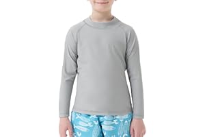 MEETWEE Boy's Swimsuit Rash Vest Swimming Shirts for Boys Long/Short Sleeve UPF 50+ Sun Protection Rash Guard 5-15 Years