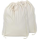 2 Pack 100% Natural Cotton Canvas Laundry Bags with Handles and Drawstring Closure, Laundry Bags with Liner for Laundry Hampe