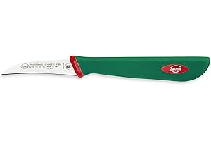 Sanelli Premana Professional Coltello Verdura spelucchino curvo, Acciaio Inossidabile, Verde / Rosso, 17.5 x 1.5 x 2.5 cm
