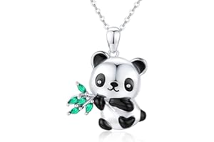 CHENGHONG Collana a forma di panda con ciondolo a forma di volpe, koala, in argento 925, cuore panda con ciondolo in bambù, idea regalo per donne ragazze