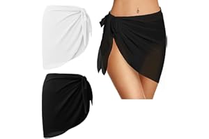 BNFGD 2Pcs Women Beach Wrap Skirts for Swimwear - Short Sarongs Wraps, Black Sarong