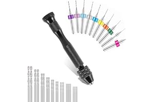 Jyvlucient Pin Vise Hand Drill Precision 36PCS Mini Hand Drill Bit Set Micro Mini Twist Drilling Bits 0.5-3mm and PCB Drill 0.1-1mm for Model Making Electronic Drilling Holes Woodworking Jewelry DIY