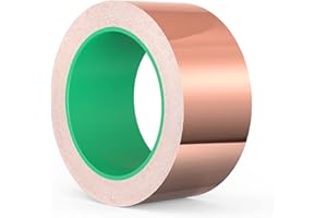 AOKITO Kupferfolie Klebeband, Beidseitig Leitende Kupferfolienband, EMI Kapton Tape, Selbstklebend Abschirmband, Schneckenband Schneckenschutz, Kupferband für Erdung, Löten und Schneckenabwehr