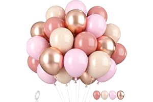 FUNHOT Blush Nude Balloons, 35pcs Blush and Rose Gold Balloons, Dusty Pink and Beige Latex Balloons for Girls Birthday Baby Shower Party, Boho Balloons for Wedding Anniversary Party Decorations
