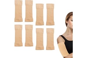 NANGILO 4 Pair Elastic Arm Compression Sleeves for Women,Compression Sleeve Arm,Upper Arm Compression Sleeve,Lymphedema Armsleeve,for Lymphedema,Varicose Veins,Swelling, Arminjury,Sports(Flesh Color)