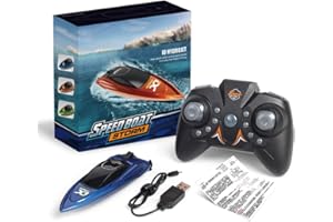 SAHGSA Mini RC Boot, Wiederaufladbare 2,4 GHz Rennboote Hochgeschwindigkeits Fernsteuerungsboot Kinder Erwachsene Sommer Speedboot Wasserspielzeug Pools, Seen, Teich