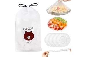 KAIYINGXIN Sacchetti per Alimenti 200 Pezzi, Copri Recipienti 200 Pezzi, Sacchetti Copri Alimenti con Eastico, Buste Salva Freschezza per Alimenti, Pellicola con Elastico per Alimenti