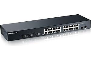 Zyxel Switch Gigabit de 24 Puertos | Gestión Inteligente | Montaje en Rack y sin Ventilador | VLAN, IGMP, QoS | Garantía de por Vida [GS1900-24]