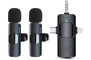NZBS Lavalier Mikrofon Wireless für iPhone/Android/Kamera, 3-in-1 Wireless Mikrofon, Plug-Play Ansteckmikrofon Kabellos für Aufnahme,Live Streaming,YouTube,TikTok (2 Mic)