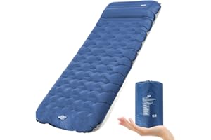 ‎NIKYPJ NIKYPJ Isomatte Camping, 12cm Aufblasbare Isomatte mit Fußpresse Pumpe und Kissen, Verbesserte Unterstützung Isomatte Selbstaufblasend