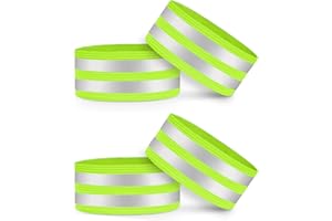 VERY IMPORTANT RUNNER - Brazaletes Reflectantes Doble Franja Alta Visibilidad Running - Cierre Ajustable 8 cm y Reflectancia 360° - 5 cm de Ancho - Brazos, Piernas y Tobillos