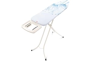 Brabantia Deska do prasowania B - z solidną podpórką na żelazko parowe - regulowana wysokość - antypoślizgowe gumowe nóżki - bawełniana osłona z warstwą pianki - składana - kwiat bawełny - 124 x 38 cm