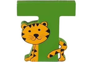Wooden Letters by Orange Tree Toys, Letter T for Tiger - Alphabet Animals Letters for Personalised Baby Name, Toy Box, Door, Wall Decorations - Safari Nursery Decor, Boys Girls Bedroom Accessories