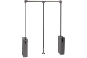 Emuca - Barra de armario abatible Sway, Colgador abatible para armario, ancho regulable 830-1150mm, Acero, Aluminio y Plástico, Pintado Titanio