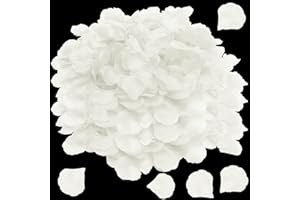 OWLKELA 3000pcs Pétalos de Rosa Artificiales, Pétalos de Rosa, Color Blanco, Boda, San Valentín, Mesa de Cumpleaños, Atmósfera Romántica