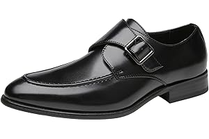 ANUFER Hombres Hebilla Simple Inteligente Zapatos de Monje Cuero de Microfibra Formal Mocasines Planos