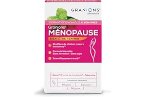 Ménopause gélules Granions | Traitement Anti Bouffées de Chaleur | Testé et Approuvé pour la Pré-Ménopause et la Ménopause - Soulage tous les symptômes | Sans hormone, sans soja | Marque FR|56 gélules