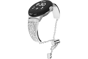 WoPail Armband Damen für Google Pixel Watch 2/Google Pixel Watch, Bling Strass Kristallen Schmuck Ersatzarmband, Frauen Edelstahl Glitzer Verstellbares Armbänder für Google Pixel Watch- Silber