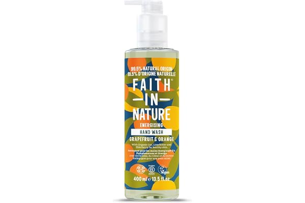Faith In Nature Gel Lavant Mains Naturel au Pamplemousse et à l’Orange, Énergisant, Végan et Non Testé sur les Animaux, Sans SLS ni Parabènes, 400 ml