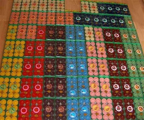 192 Scented Tealights in 10 different scents, Coloured
