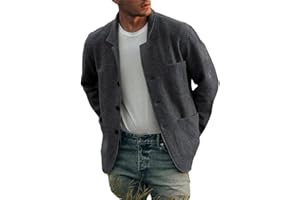 HESYSUAN Veste décontractée à boutonnage simple pour homme - Couleur unie - Veste de costume décontractée à revers - Blazer d'affaires pour hommes et jeunes