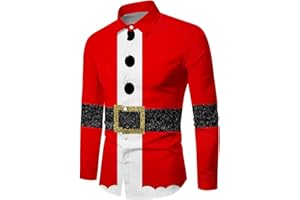 C'EST TT Herren Hemd, Herren Weihnachts Freizeithemd 3D Druck Hemd Weihnachten Freizeithemd Weihnachten Funky Hemd Christmas Shirt Slim Fit Weihnachts Shirt für Herren Langarmhemd