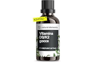 Vitamina D3 + K2 in gocce da 50 ml – Premium: minimo 99,7% all-trans (K2VITAL® di Kappa) + D3 ad alta biodisponibilità – natural elements – Integratore Vitamin D – alto dosaggio, liquida