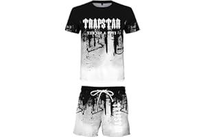 GÉNÉRIQUE Trapstar Survêtement de sport 2 pièces pour homme Printemps été 2024 Léger Unisexe Jogging Ensemble de loisirs Ensemble femme Top à Manches Courtes et Short D'été Survêtement 2 Pièces T-Shirt