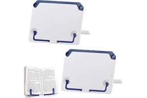 ZEUWETS Soporte Libro de Lectura, 2 Piezas Atril de Lectura Portátil, Atril de Lectura para Libros Plegable, Soporte de Lectura para Niños para Recetas Estudiar Partitura Musical, Blanco