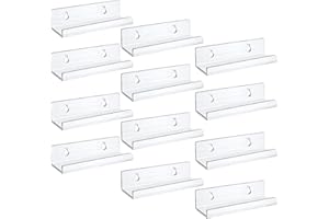 POMUROM Porta Vinili da Parete in Acrilico Trasparente, 12 Pezzi Supporto da Parete per Vinili, Scaffale per Dischi Vinile, Espositore per Dischi in Vinile, Porta LP Vinile, Mensole da Parete per Libri Foto