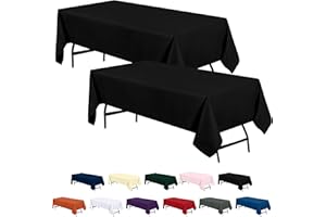 Utopia Kitchen Mantel de Poliéster 152 x 213 cm (Pack de 2, Negro) Cubierta de Mesa Lavable a Máquina Ideal para Fiestas, Eventos, Bodas y Restaurantes (60 x 84 Pulgadas)
