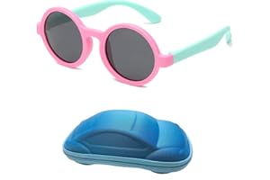 YAMEIZE Kid Piccoli e Cute - Occhiali da Sole Polarizzati Rotondi per Boys Girls dai 3 ai 10 anni Occhiali per Bambini con Protezione UV400 in Gomma Flessibile