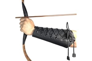 longbowmaker Bogenschießen Armschutz aus Leder 8.66 Zoll Schwarzer Unterarmschutz Armschoner für Bogensport