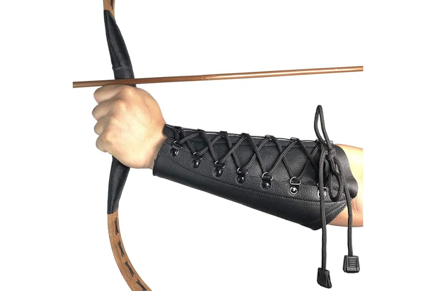 longbowmaker Archery Arm Guard Leather 8.66 Inch Brown Forearm Protection Arm Guards for Archery