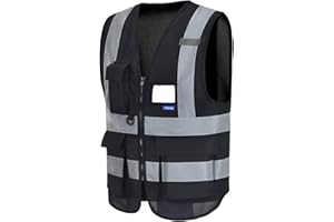 AYKRM Gilet di Sicurezza Antinfortunistici Alta Visibilità con tasche Giacca da lavoro riflettente ad alta visibilità Gilet riflettente con cerniera