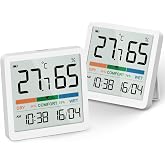 NOKLEAD Hygrometer Thermometer Digital Indoor 2 Units | Temperature and Humidity Monitor with LCD Display, Comfort Indicator,