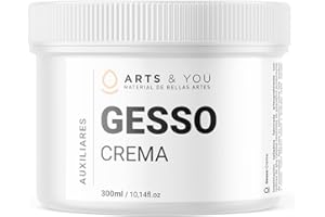Arts & You Gesso Blanco Cremoso Acrílico Profesional 300ml - Imprimación, Pasta de Modelar para Cuadros, Pintura Acrílica, Lienzos, Madera - Bellas Artes y Manualidades