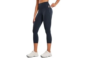CRZ YOGA Butterlux damskie legginsy treningowe Capri z kieszeniami 53 cm - Wysoka talia sportowe spodnie do jogi
