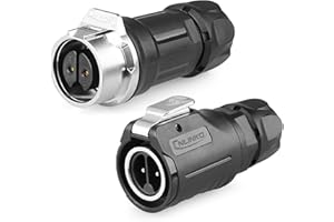 CNLINKO LP-16 Conector Industrial Estanco de 2 Pines, IP68 Conector Circular, Carcasa de Plástico PBT, Enchufe Rápido Conector de Aviación M16 Macho y Hembra (2 Pines)