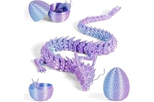 FANGHENG 3D rhombus Articulating Gemstone Crystal Dragon Egg Figurine Executive Desk Toy Removable Mystery Easter Toy,Home Office Decor dreamy blue