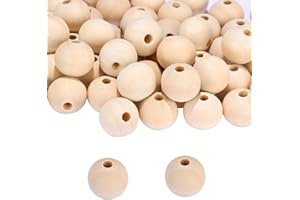 Nupalen 20mm Naturale Perline Legno, 100 Pezzi Rotonde Palline Legno per Fai-da-Te Decorazioni Artigianali