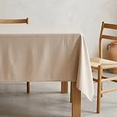 GAMUSI Stain Resistant Plain Rectangular Tablecloth Heather Fabric, Natural Touch, 140 x 100 cm, Beige